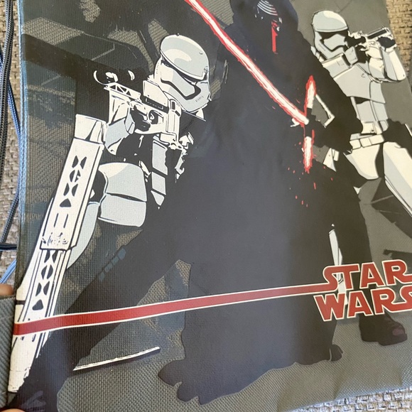 Disney Star Wars Drawstring Backpack School Sport Grey Gym Bag- GRAY - Picture 3 of 9